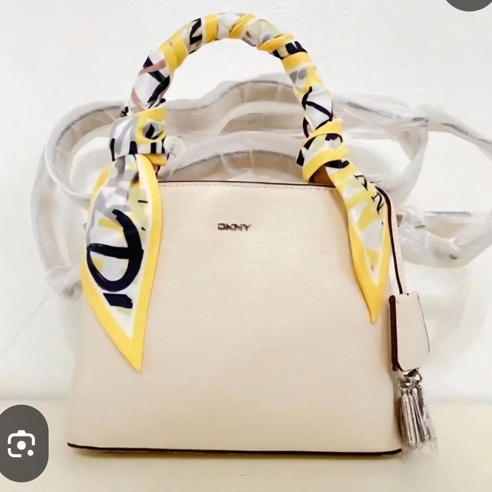 **Brand New In Bag** DKNY Cream and Yellow Satchel with Silk Scarf